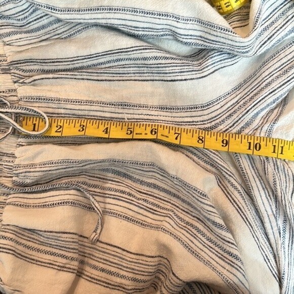 Briggs Linen White & Blue Striped Elastic Comfy Pants SZ L‎ - Picture 9 of 11